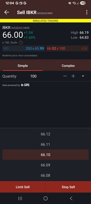 The BookTrader order screen on the android phone